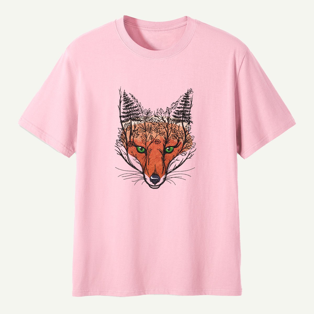 Fox Spirit Forest Portrait T-Shirt
