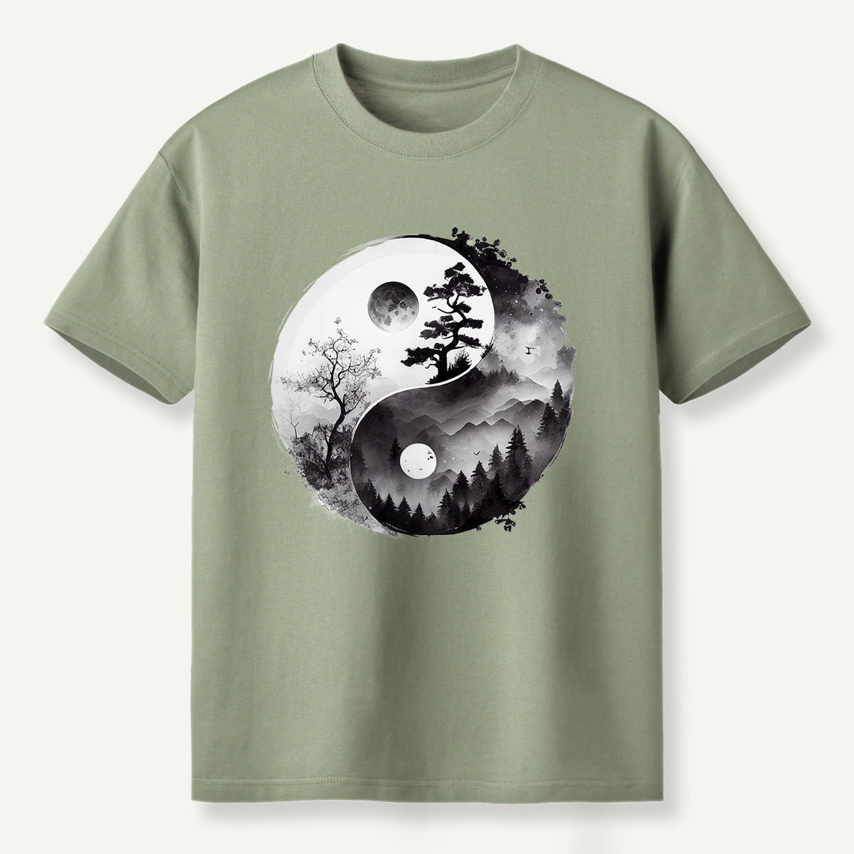 Yin Yang Mountain Forest Balance T-Shirt