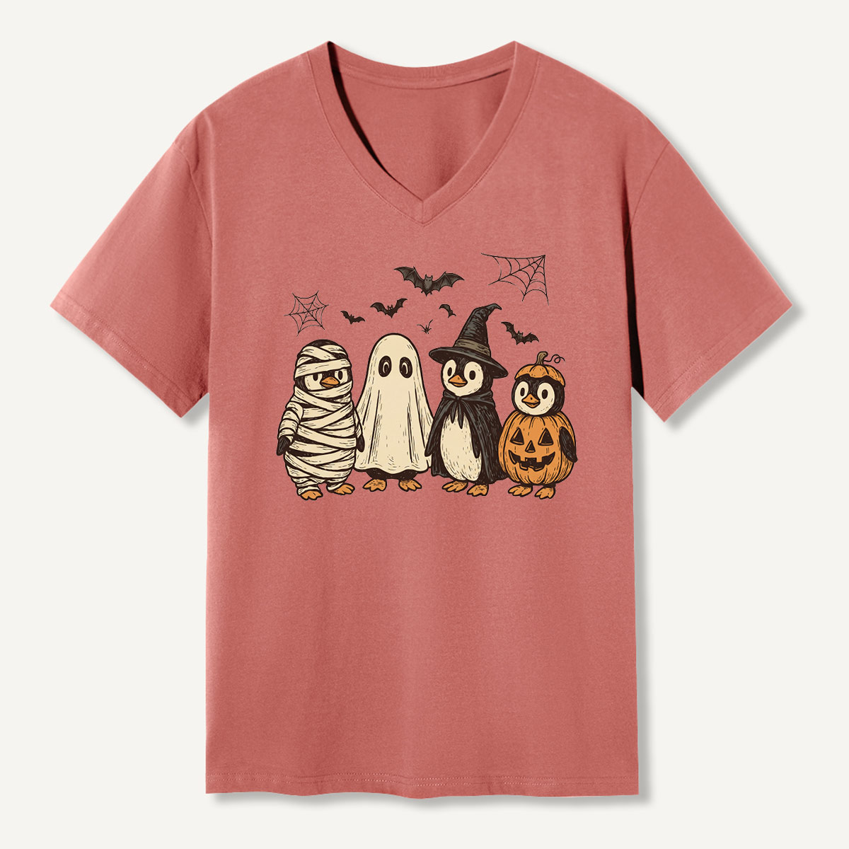 Halloween Penguin Costume Parade V-neck T-Shirt