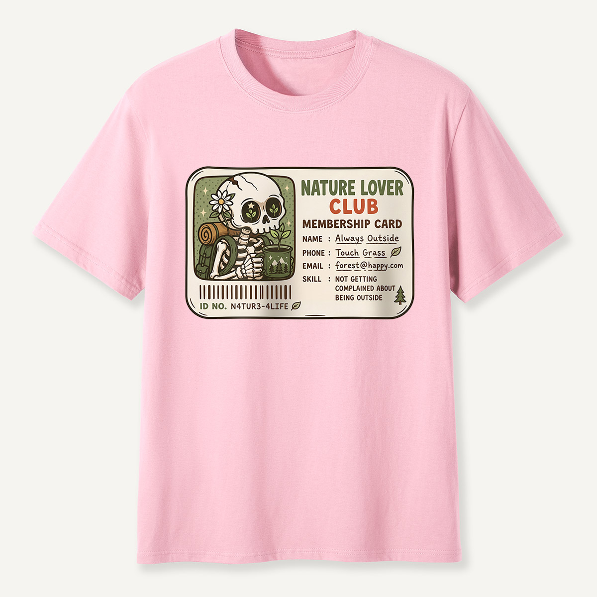 Nature Lover Club Skeleton Membership Card T-Shirt