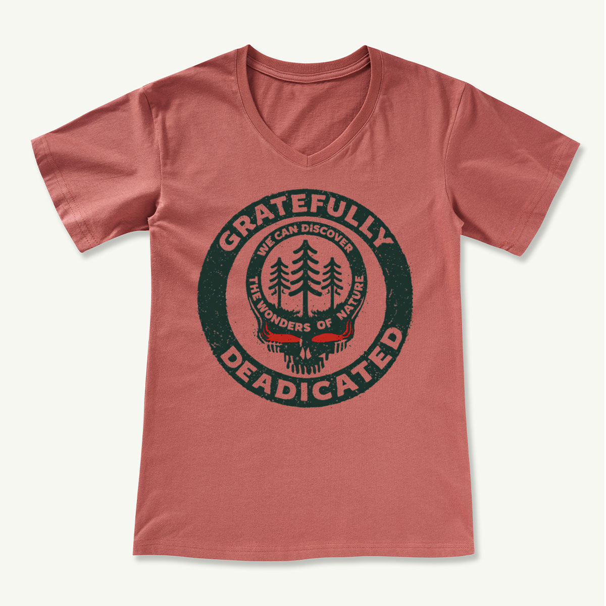 Gratefully Deadicated Stealie Grateful Dead Lightning Tree V-neck T-Shirt