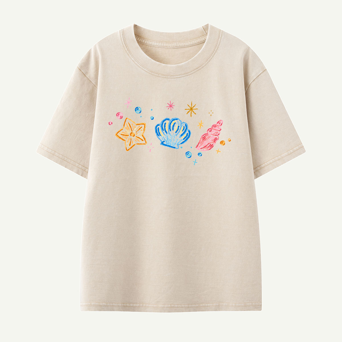 Sparkling Sea Treasures Navy Kids Washed T-Shirt