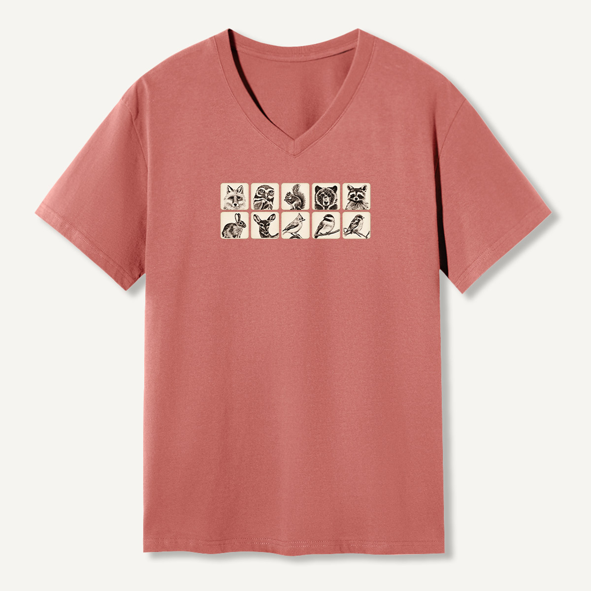 Vintage Woodland Animal Portrait Collection V-neck T-Shirt