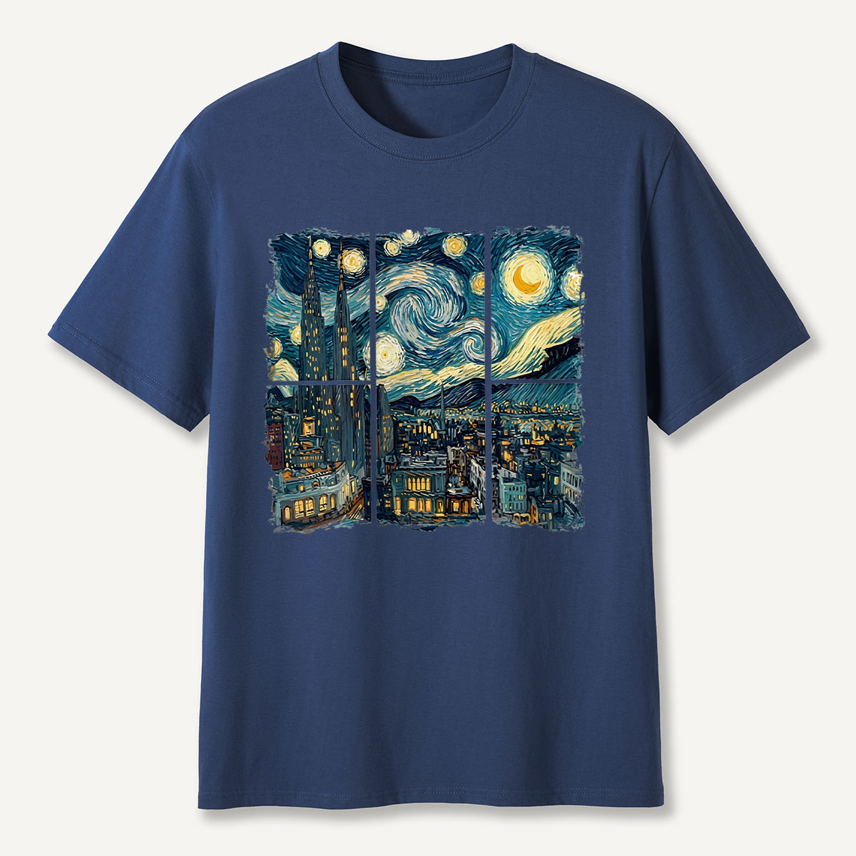 Swirl Night Sky Cityscape T-Shirt