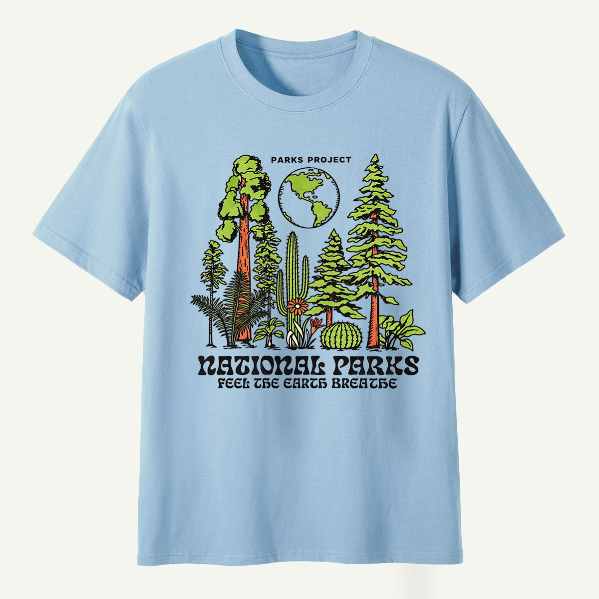 National Parks Feel The Earth Breathe Redwood Cactus Forest T-Shirt