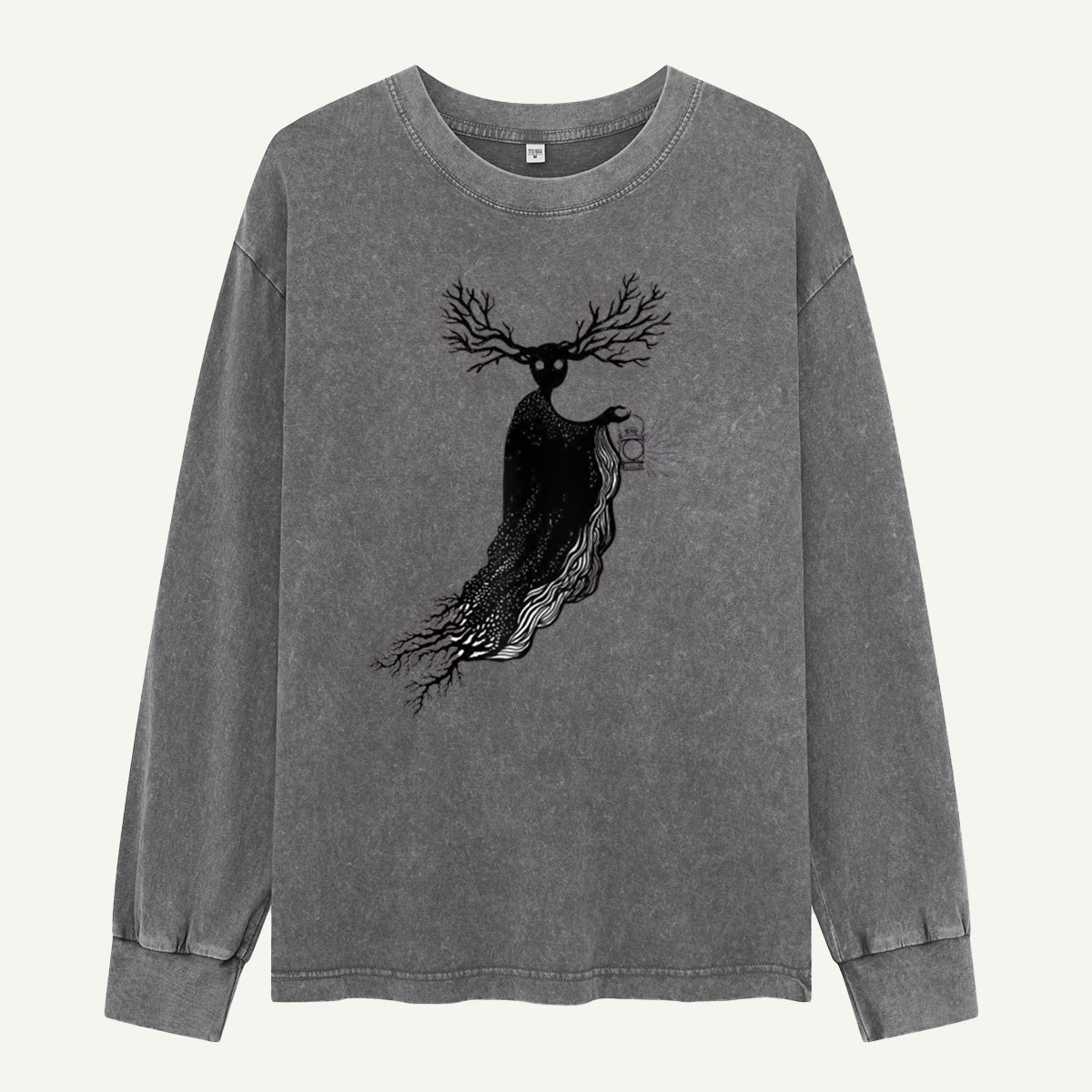 Lantern Stag of the Dark Woods Washed Long‑sleeve
