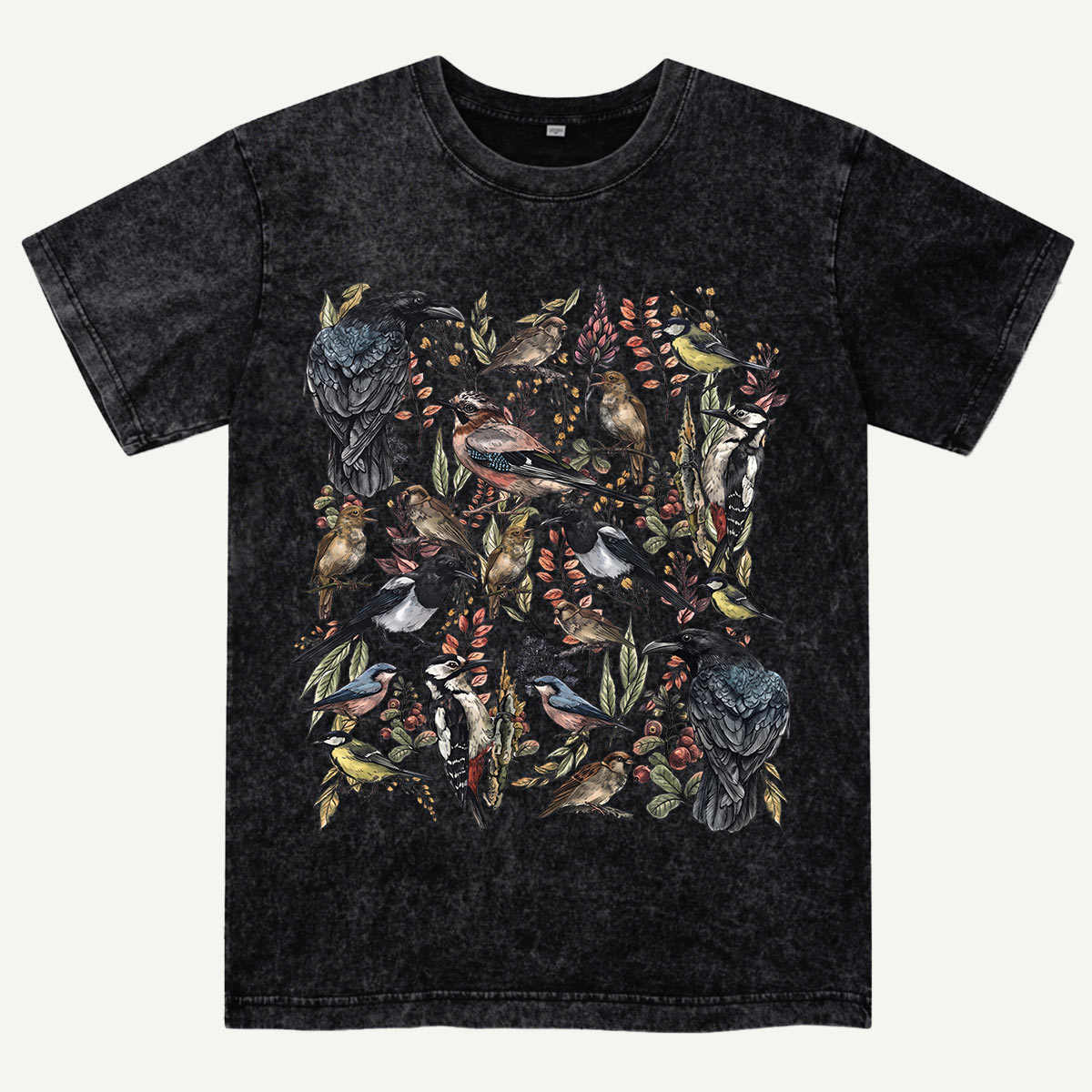Vintage Wild Birds Botanical Washed T-Shirt