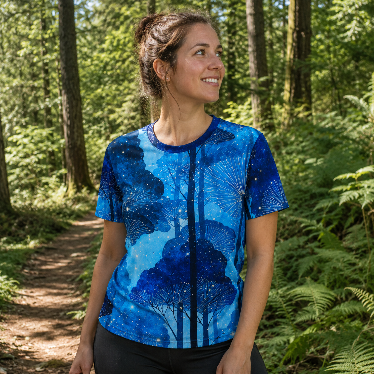 Enchanted Blue Mushroom Forest Premium Pure Cotton Tee