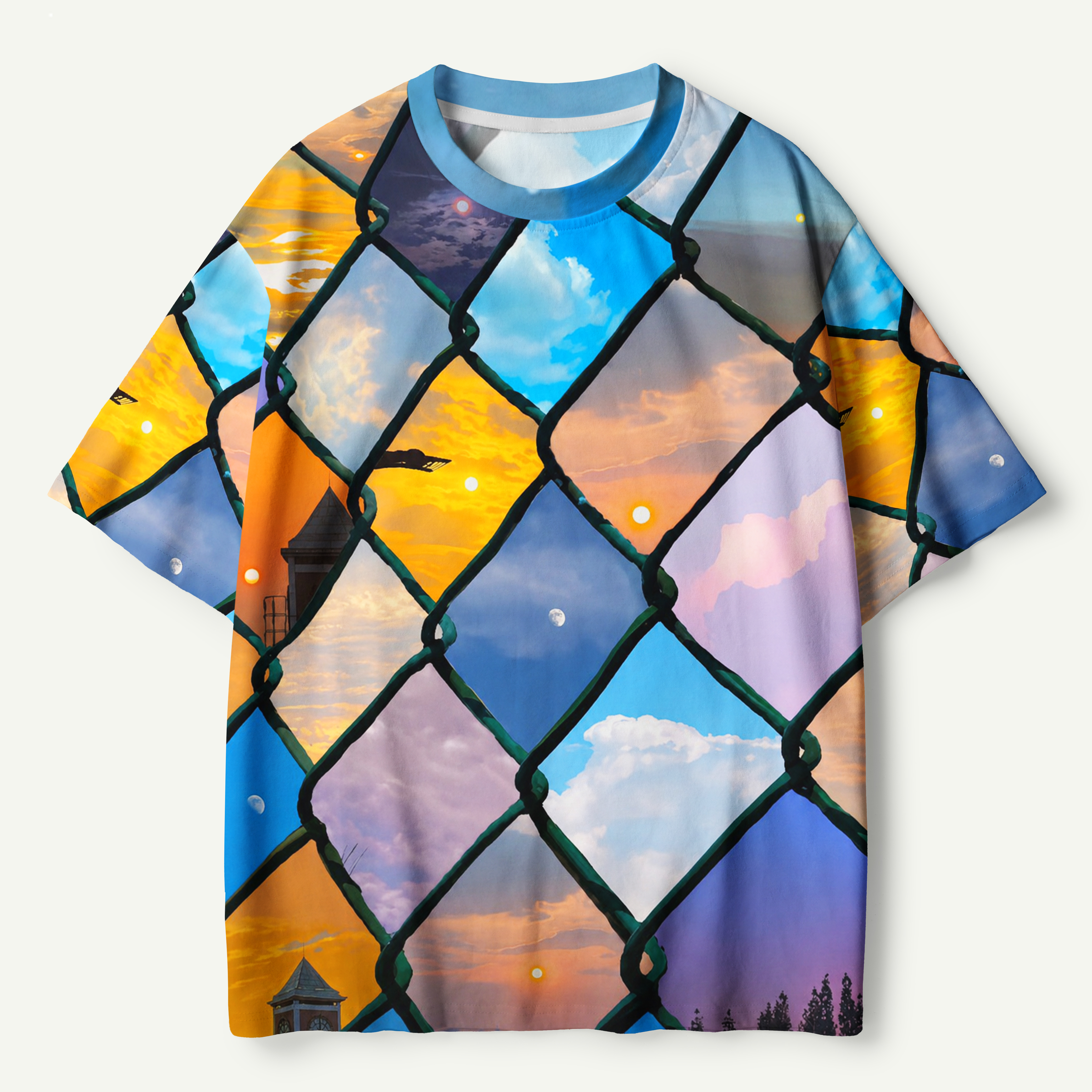 Stained Glass Mountain Sunset Premium Pure Cotton Tee