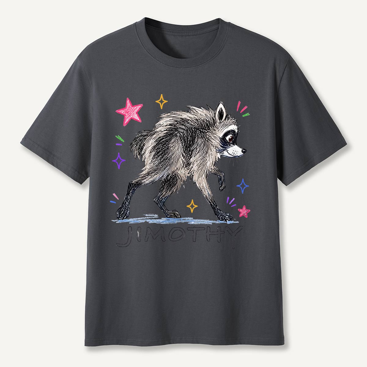 Jimothy Colorful Stars Playful Raccoon  T-Shirt