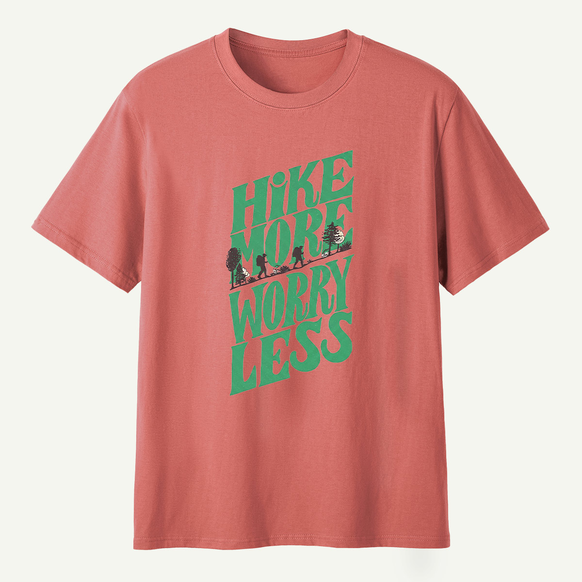 Hike More Worry Less Retro Outdoor Quote T-Shirt