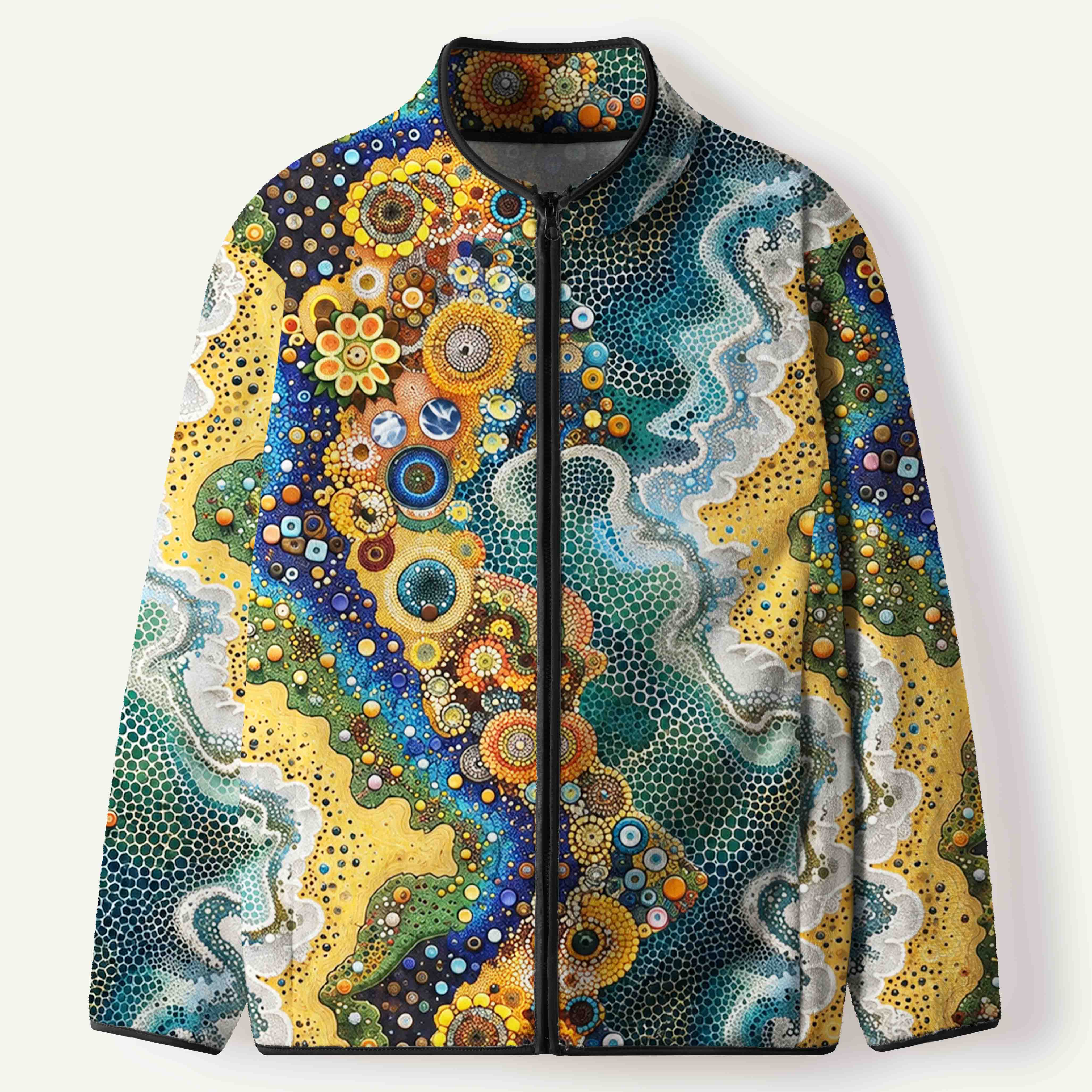 Yayoi Kusama Tokyo 1995 Abstract Colorful Polka Dot Art Men's Flannel Zip Front Cardigan