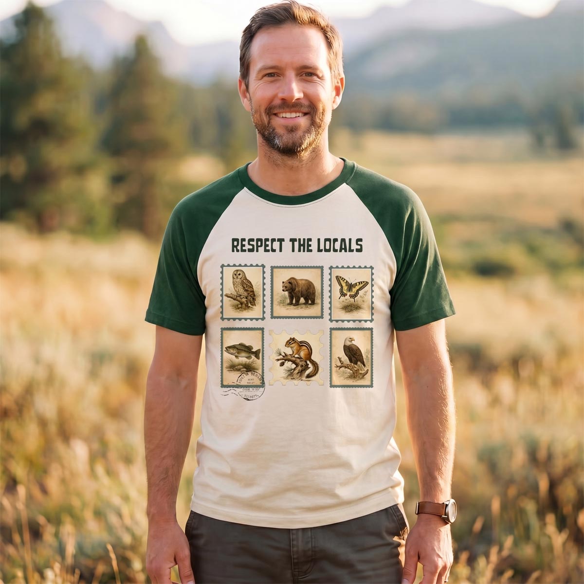 Respect The Locals Earth Day Wildlife Raglan T-Shirt