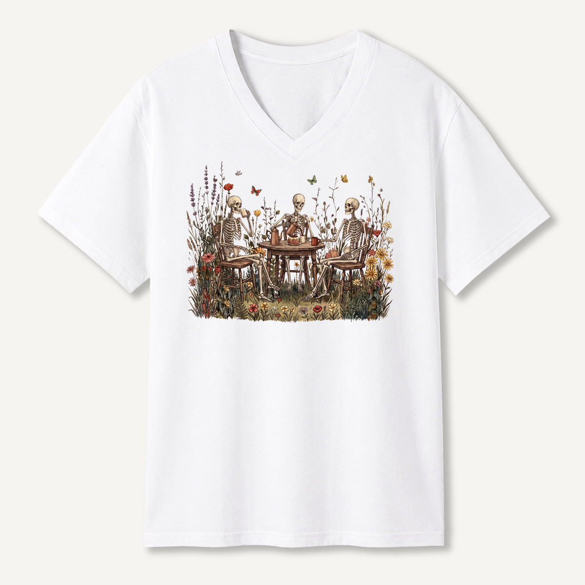 Woodland Garden Tea Party V-neck T-Shirt