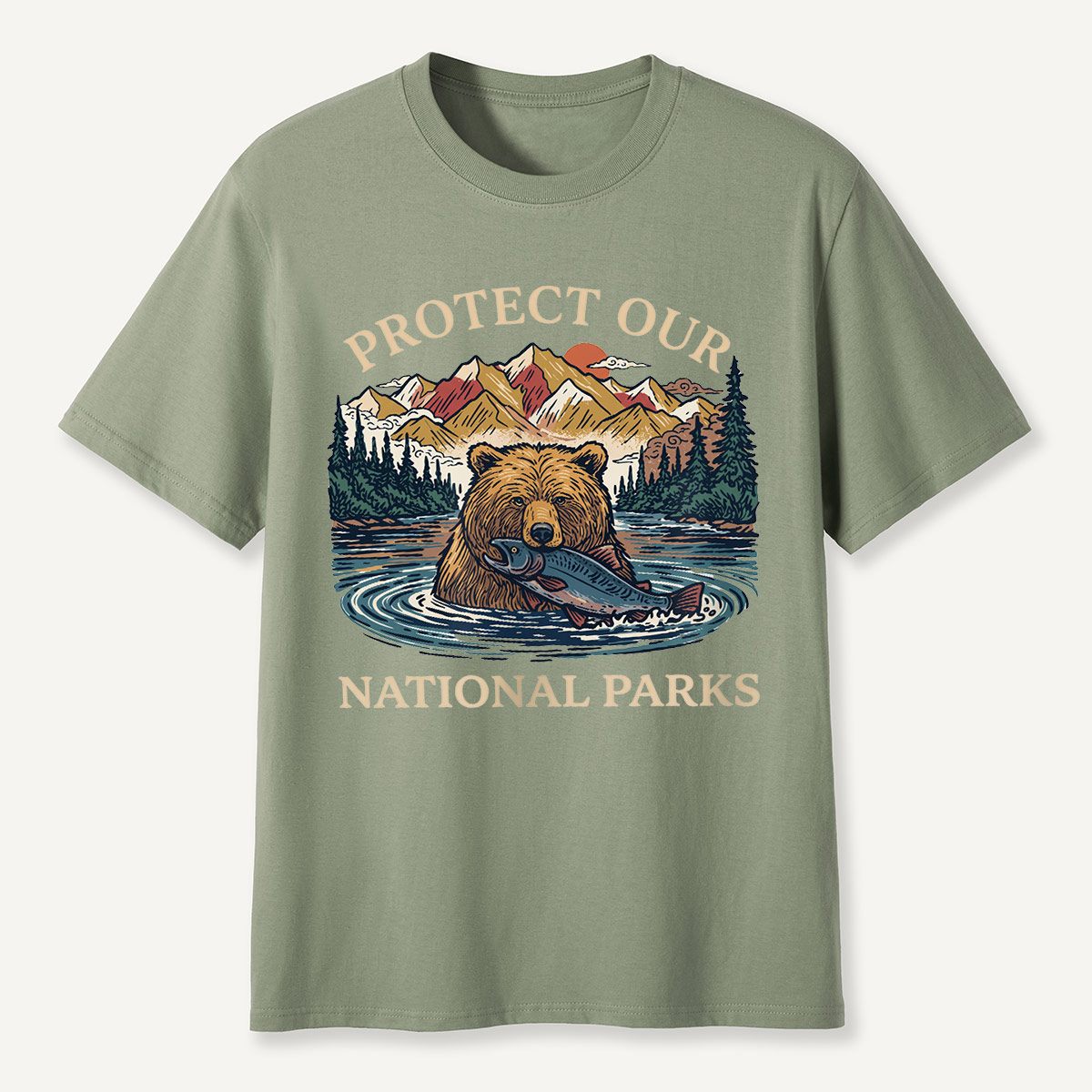 Protect Our National Parks Bear & Salmon T-Shirt
