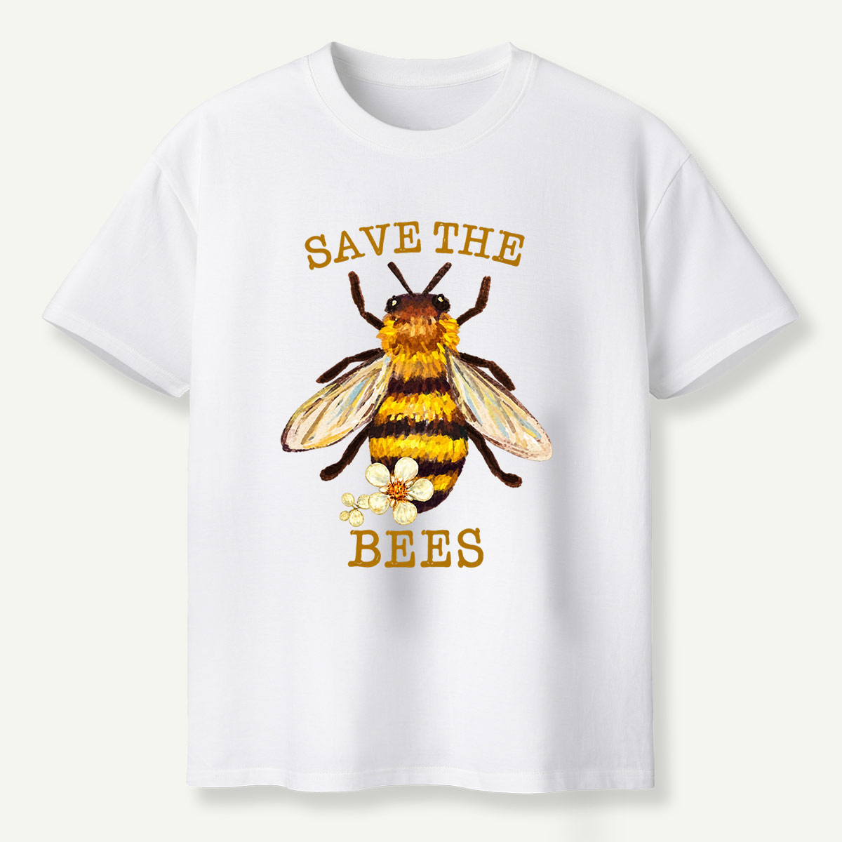 Save The Bees Watercolor Bee Floral Illustration T-Shirt