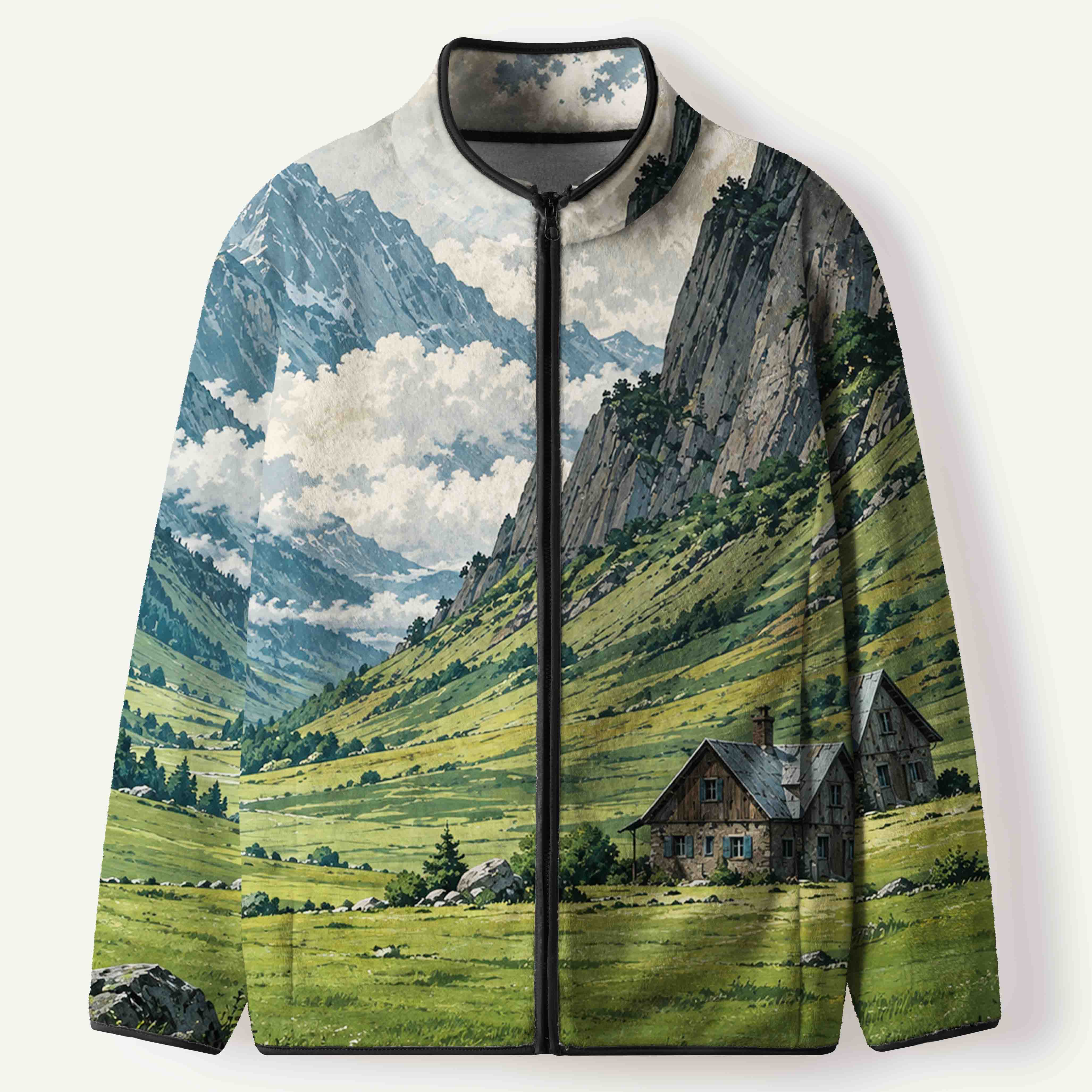 Mountain Valley Cabin Retreat Men's Flannel Zip Front Cardigan
