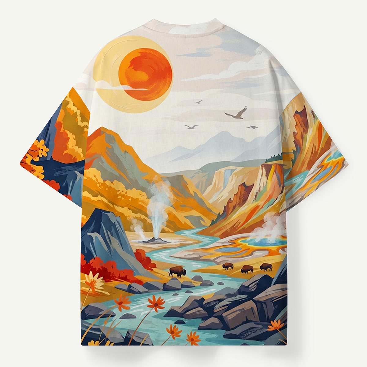 Yellowstone National Park Sunset Eco All-Over Print T-Shirt