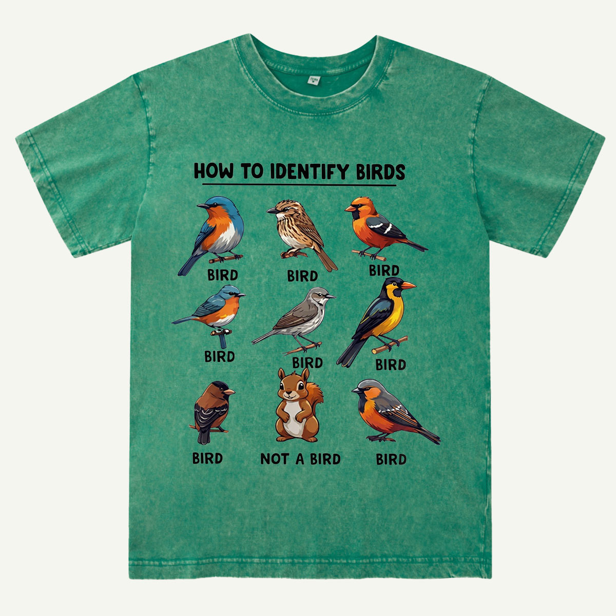 Funny Bird How to Identify Birds Washed T-Shirt