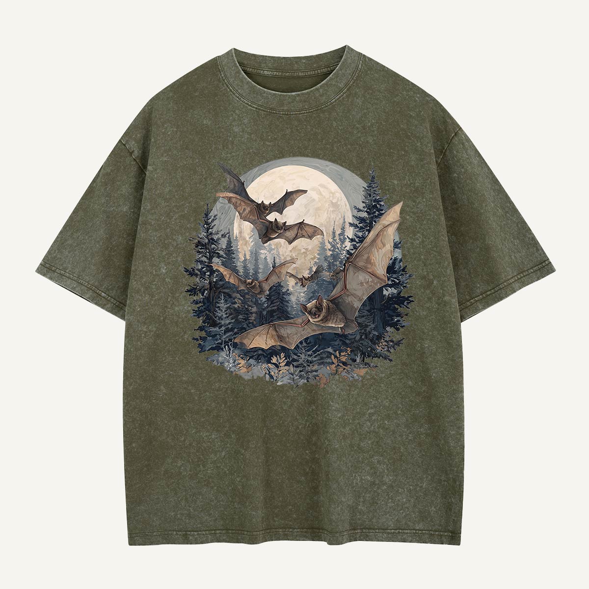 Moonrise Over the Bat Pines Washed T-Shirt