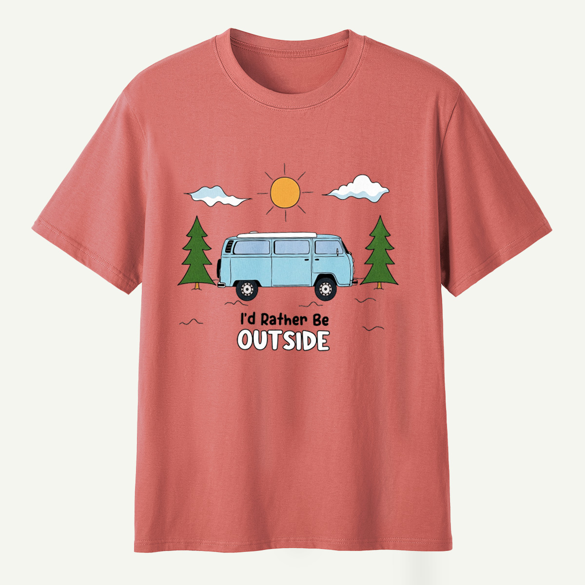 Id Rather Be Outside Camper Van Forest Sunset T-Shirt