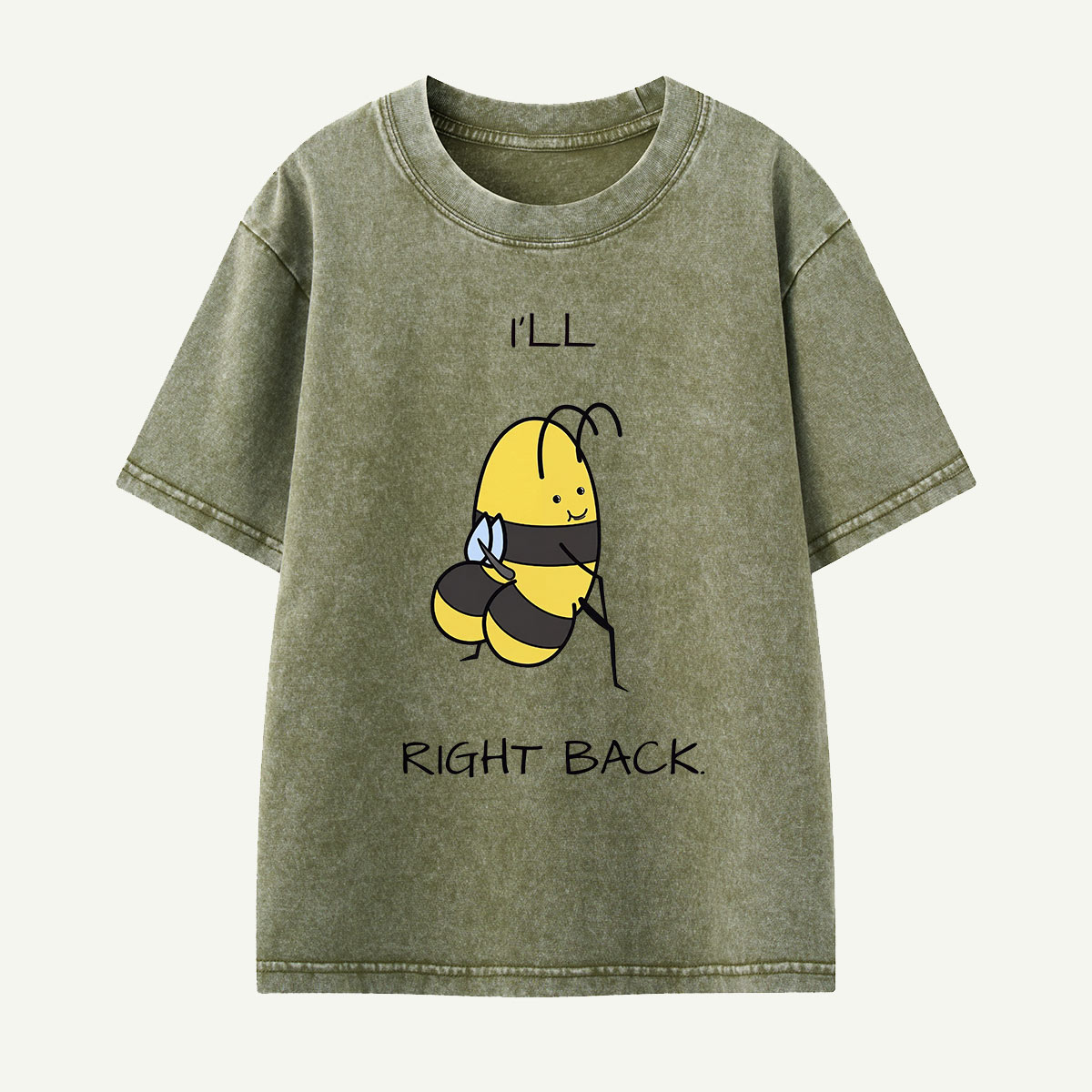 I’ll Bee Right Back Pun Kids Washed T-Shirt