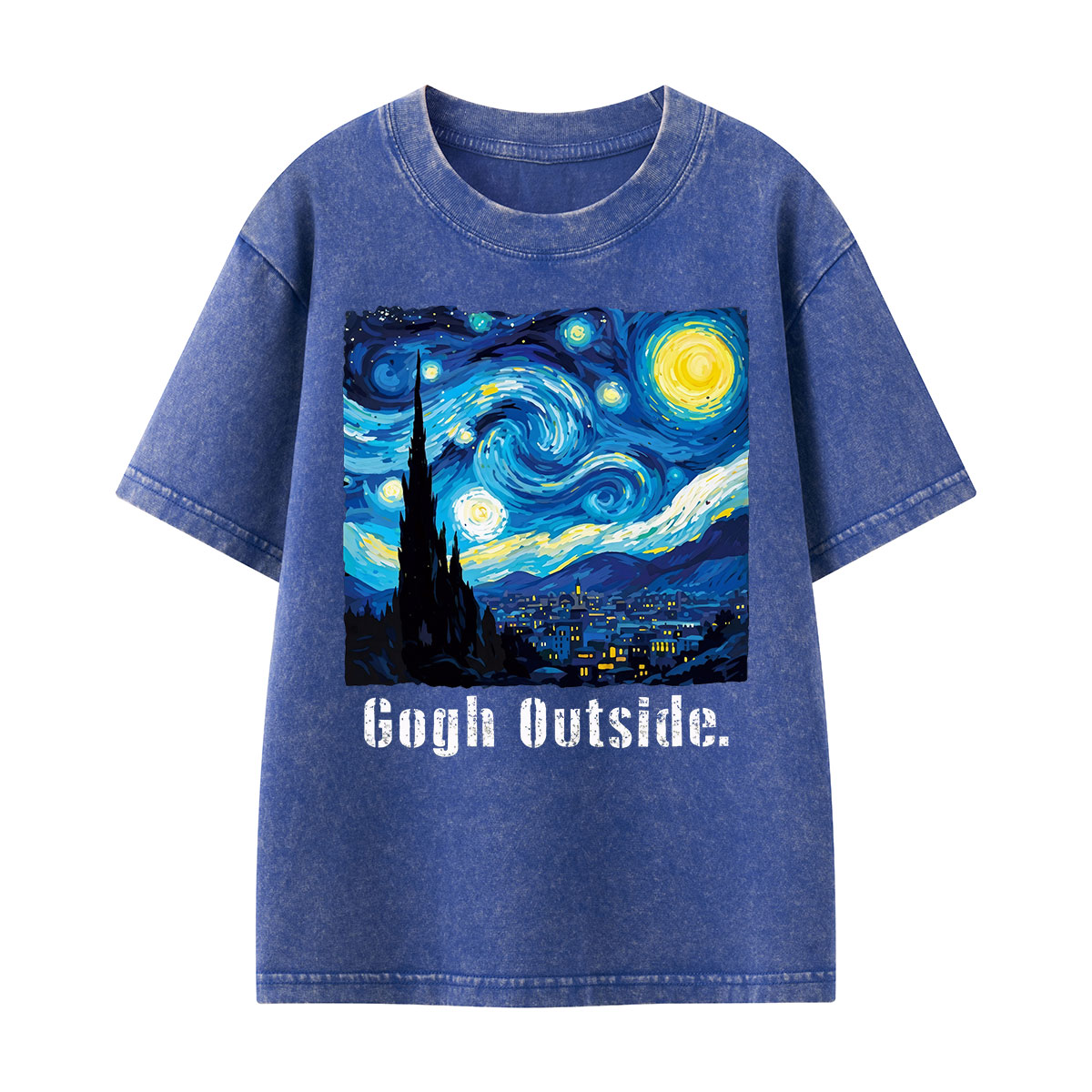 Swirl Night Sky Gogh Outside Kids Washed T-Shirt