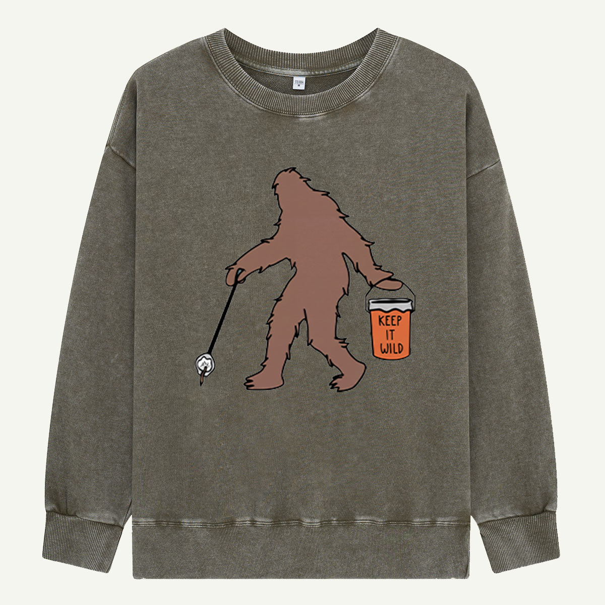 Bigfoot Carrying Coffee Mug Washed Sweatshirts