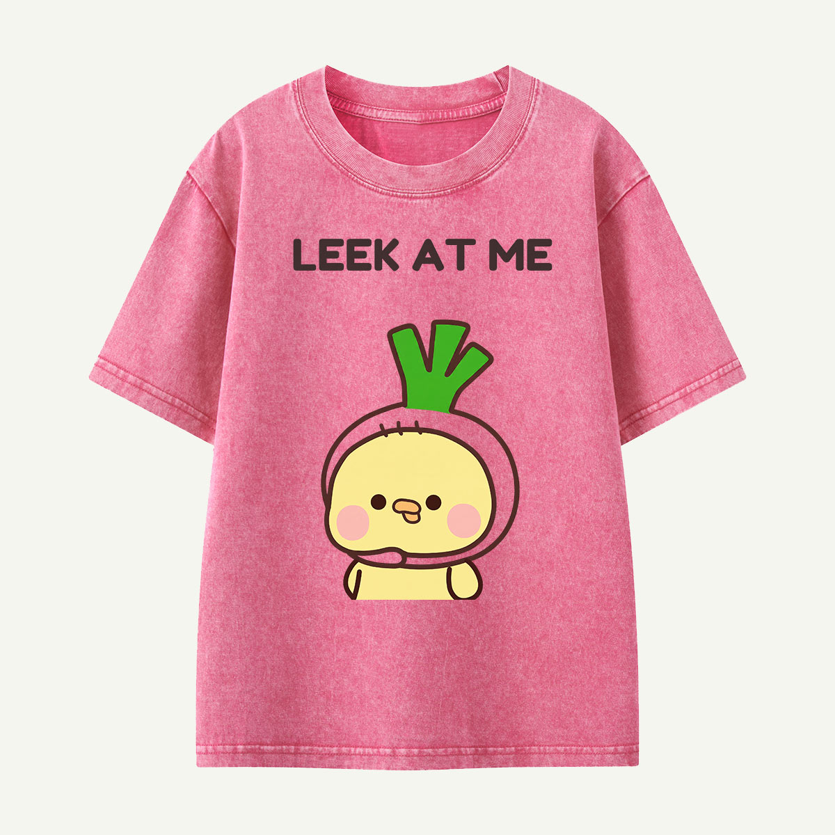 Leek at Me Veggie Pun Kids Washed T-Shirt