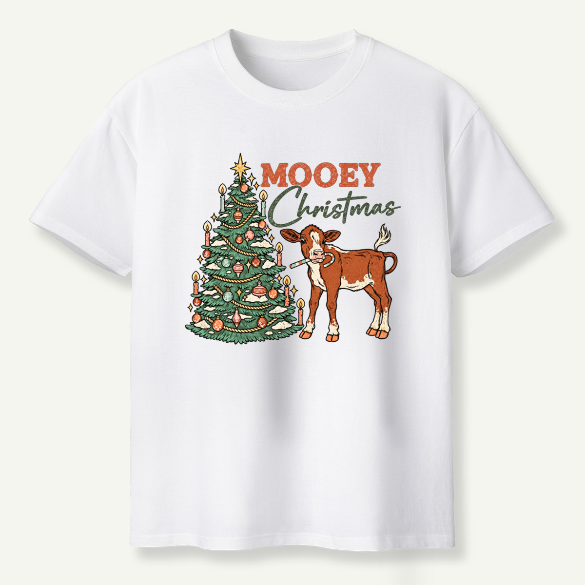 MOOEY Christmas Cow Holiday Scene T-Shirt