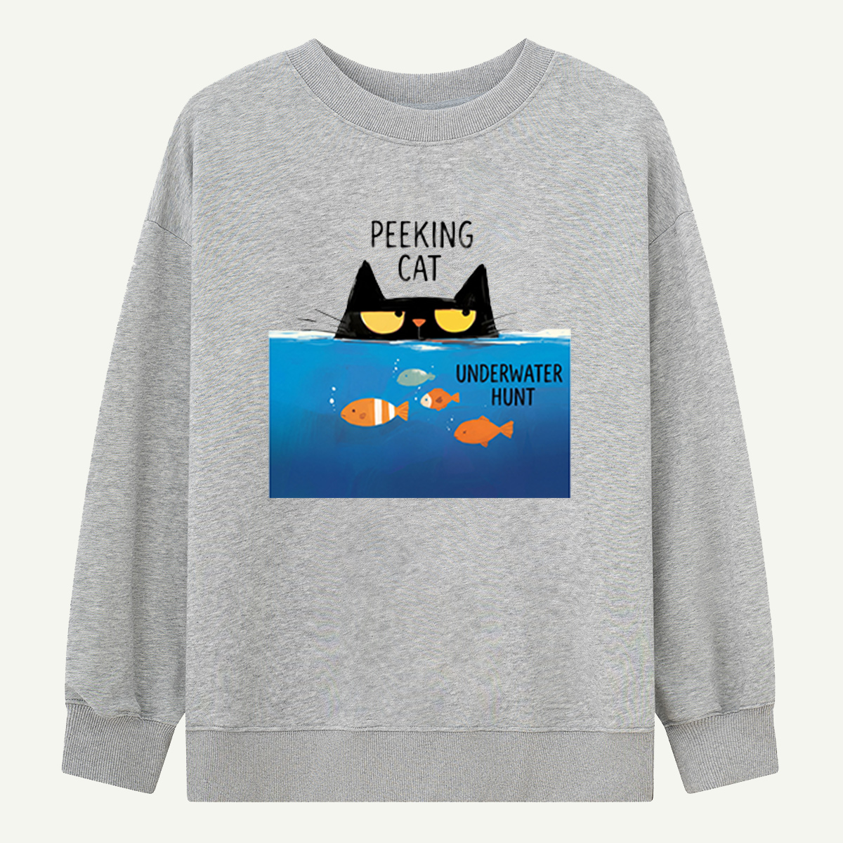Peeking Cat Underwater Hunt Sweatshirts