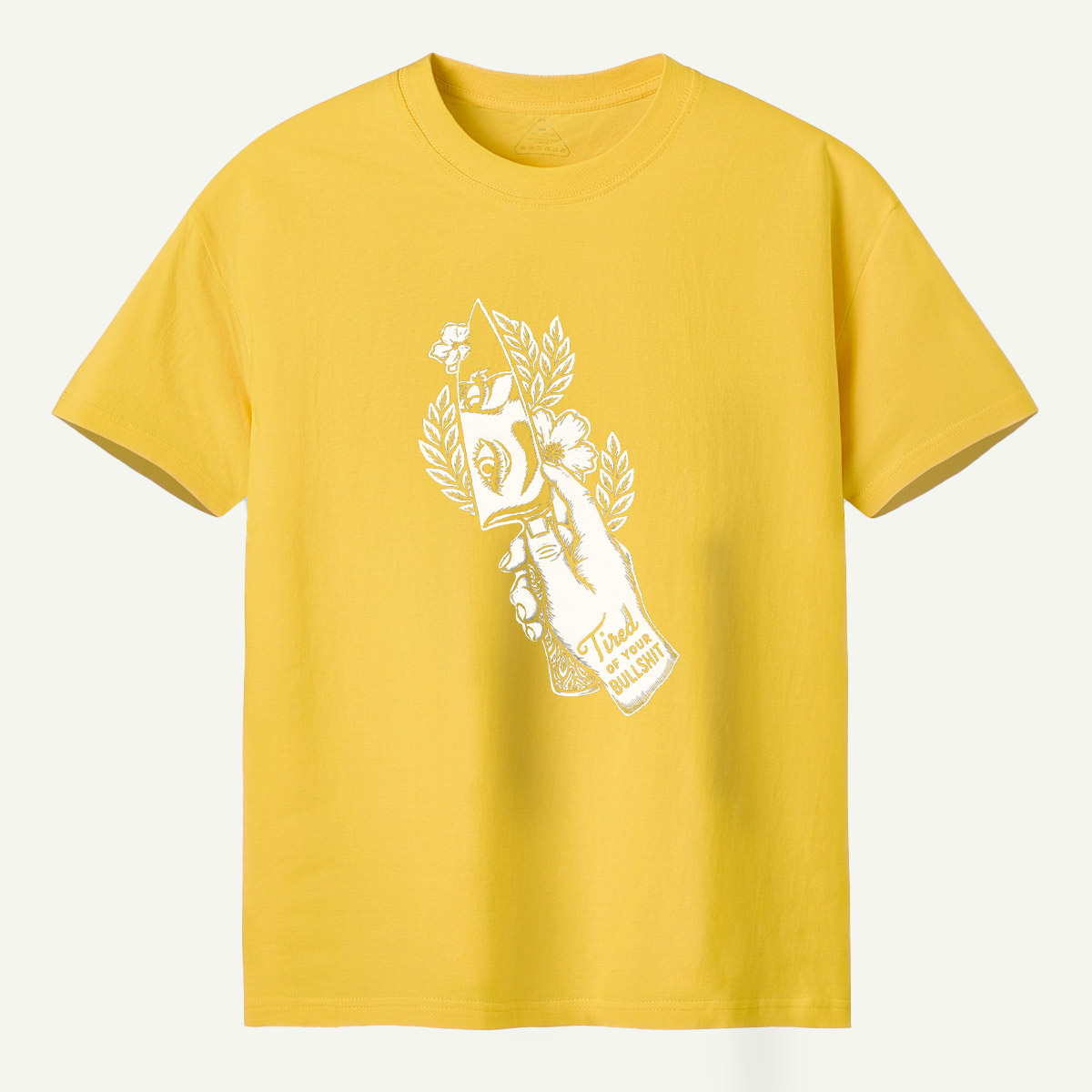 Tired Of Your Bullshit Hand Holding Blade Floral Sketch T-Shirt