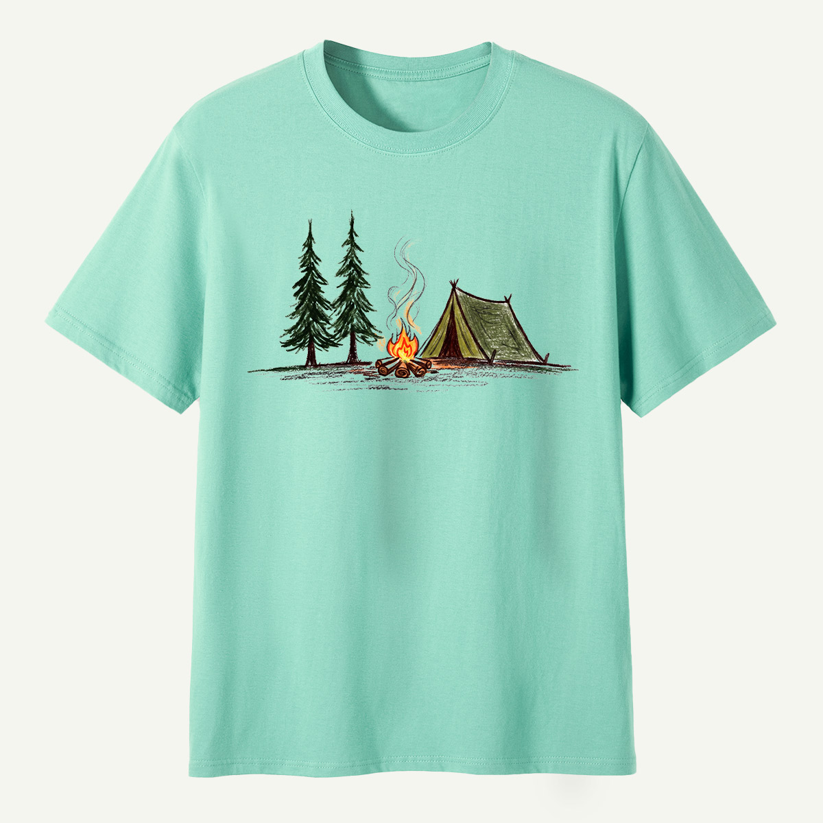 Campfire Tent Pine Forest Escape T-Shirt