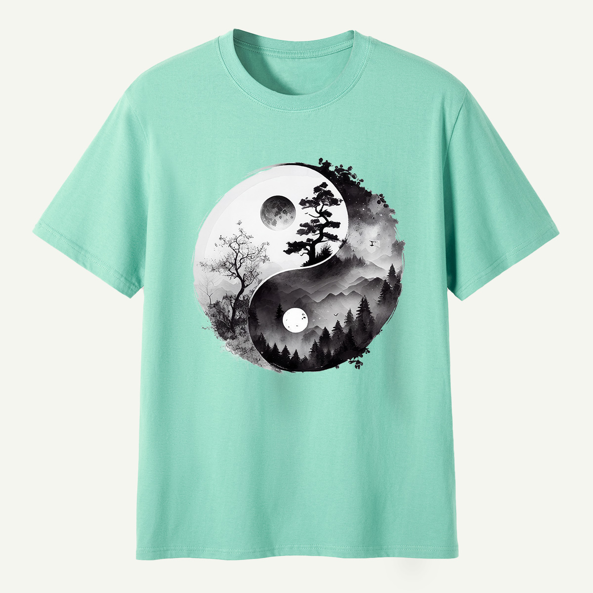 Yin Yang Mountain Forest Balance T-Shirt