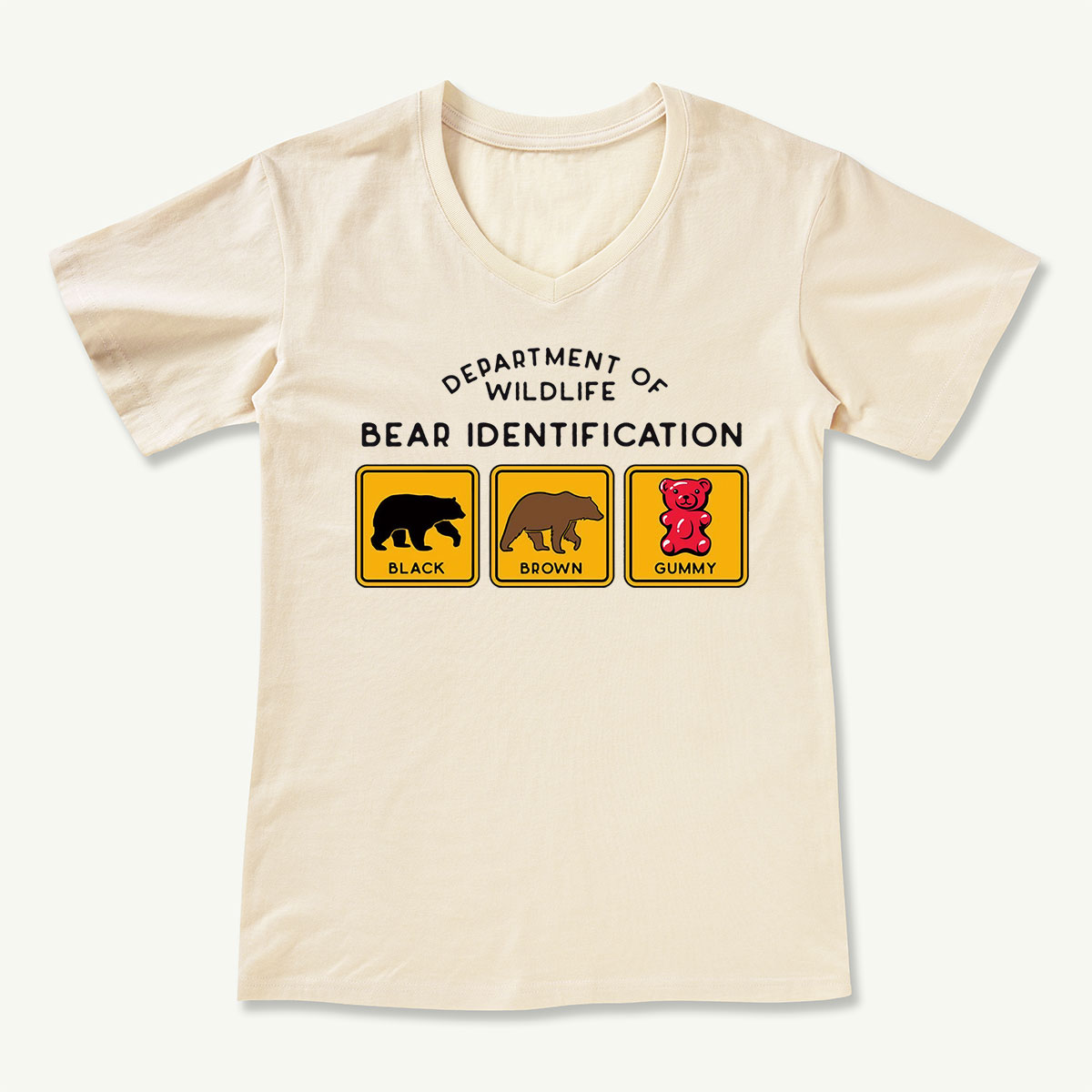 Bear Tee Cotton Classic V-neck T-Shirt