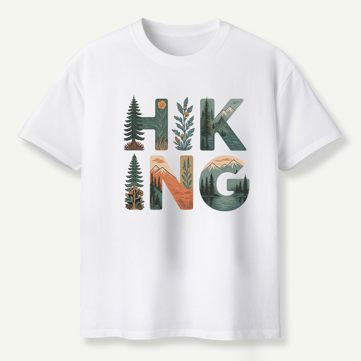 Hiking Forest Letter Art T-Shirt