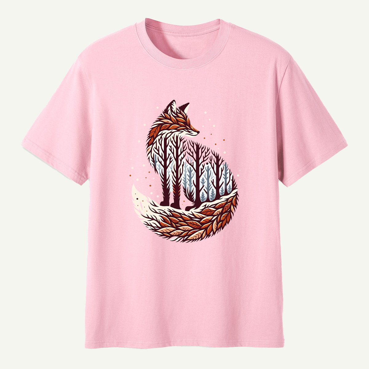 Fox Forest Double Exposure Portrait T-Shirt