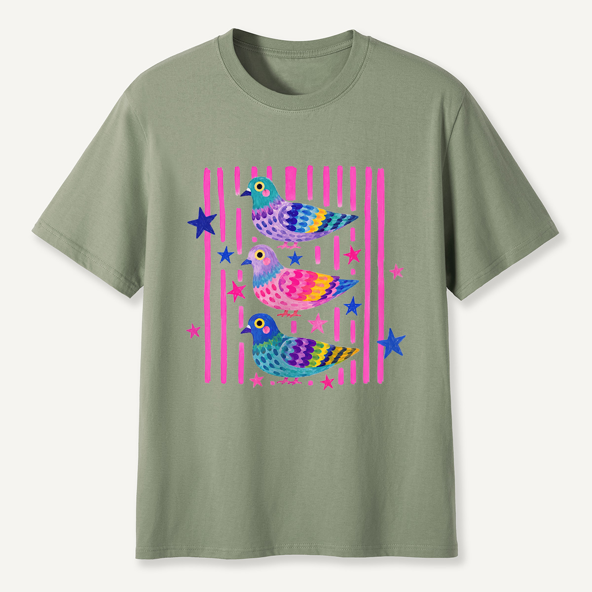 MDCTBYWY26072006 Colorful Pop Pigeon T-Shirt