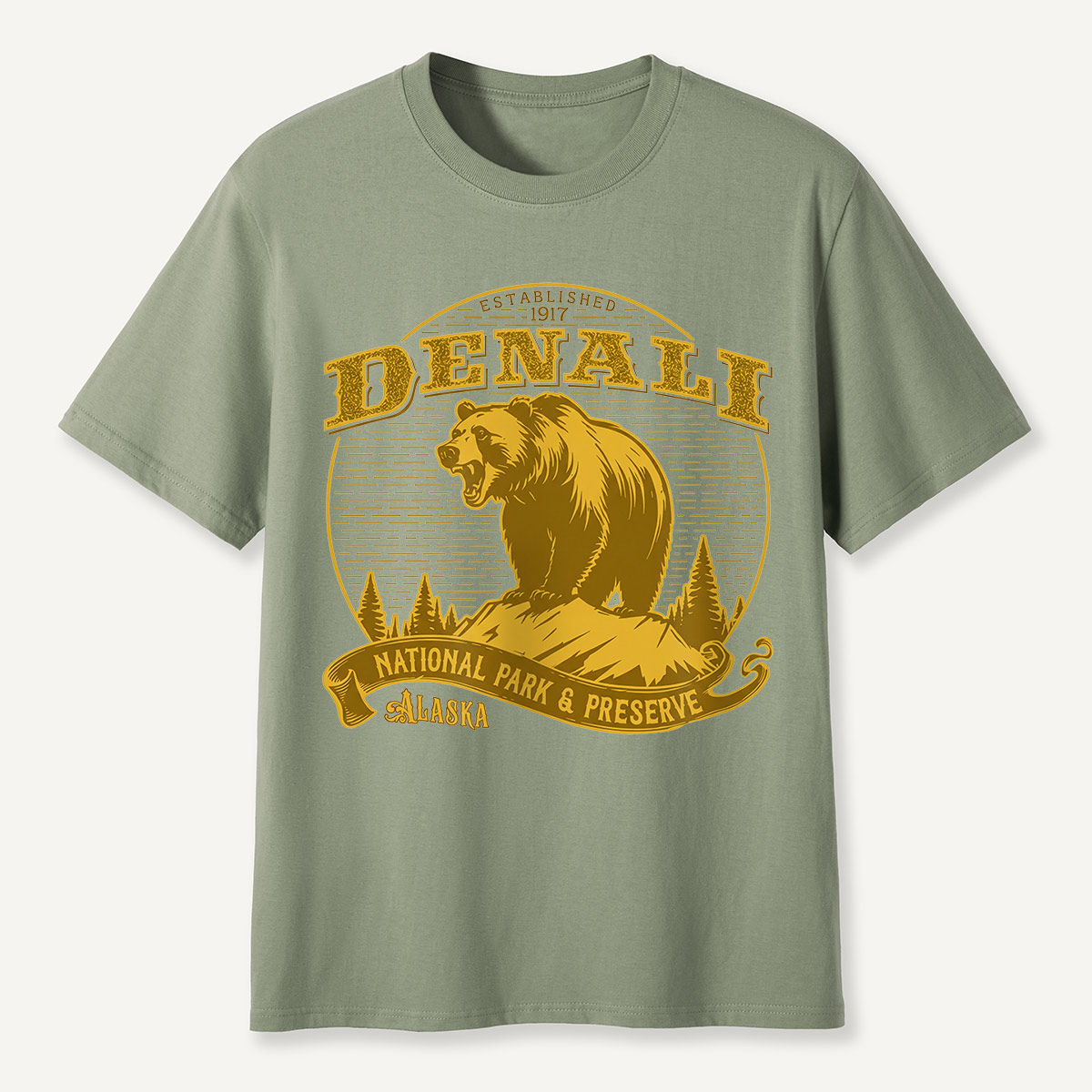 Denali National Park Bear Alaska Badge T-Shirt