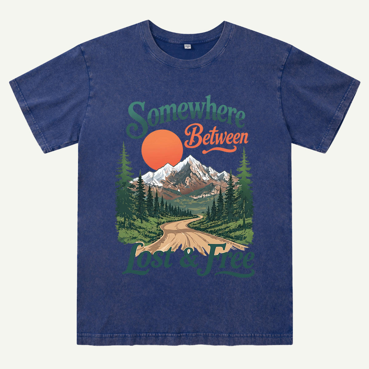 Somewhere Between Lost and Free Mountain Nature Washed T-Shirt