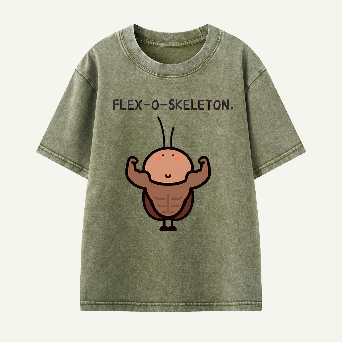 Flex-O-Skeleton Muscles Bug Kids Washed T-Shirt