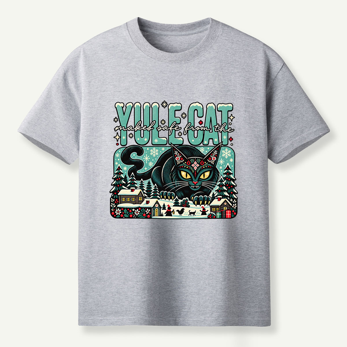 Yule Cat Naked Safe From The Christmas Cat T-Shirt