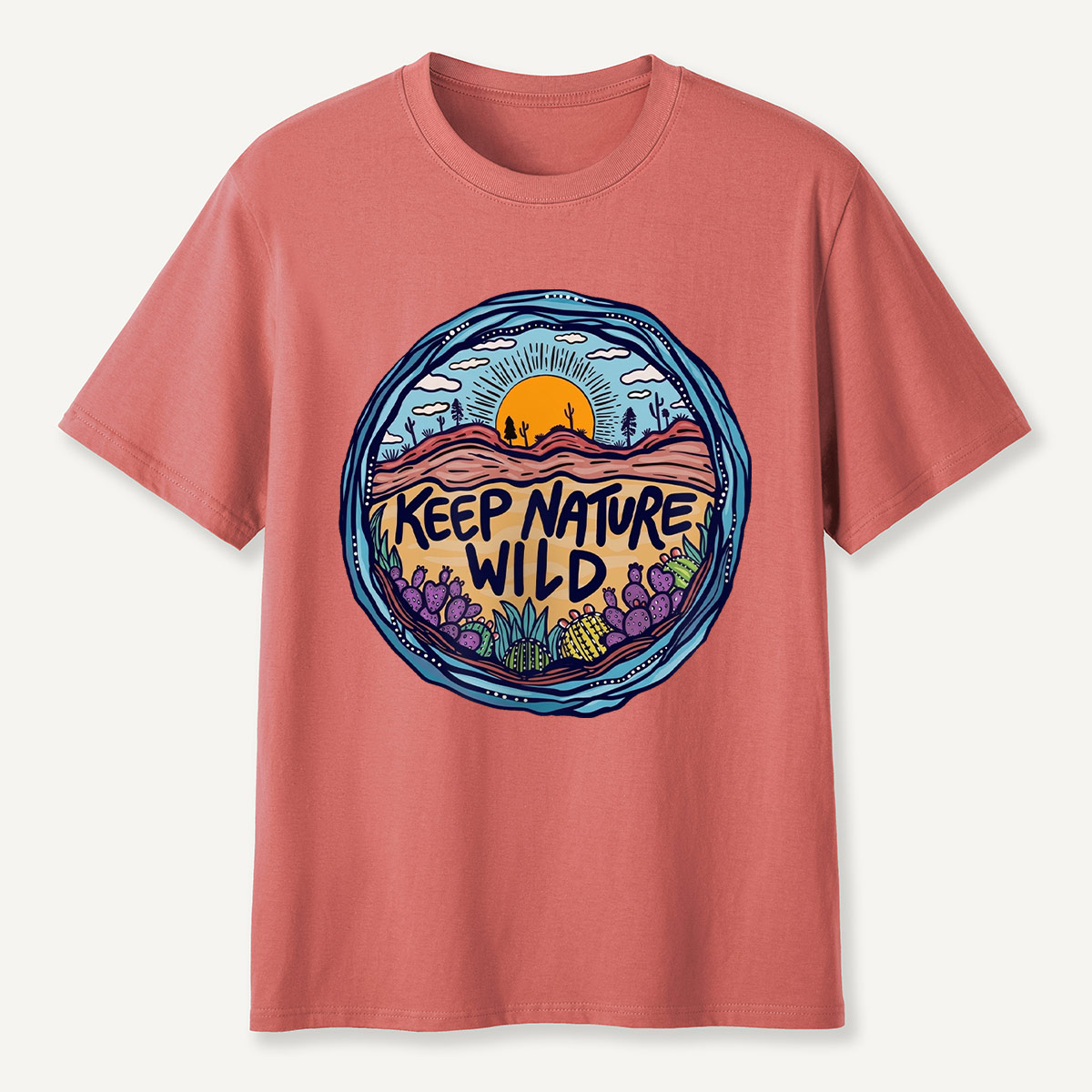 Desert Sunset Nature Badge Keep Nature T-Shirt