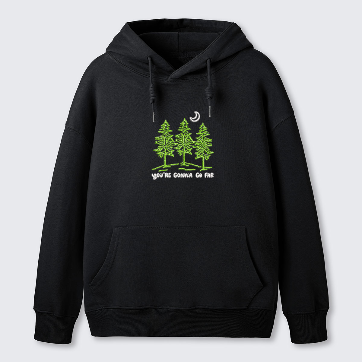 Three Trees Nature Quote Embroidered Cotton Hoodie