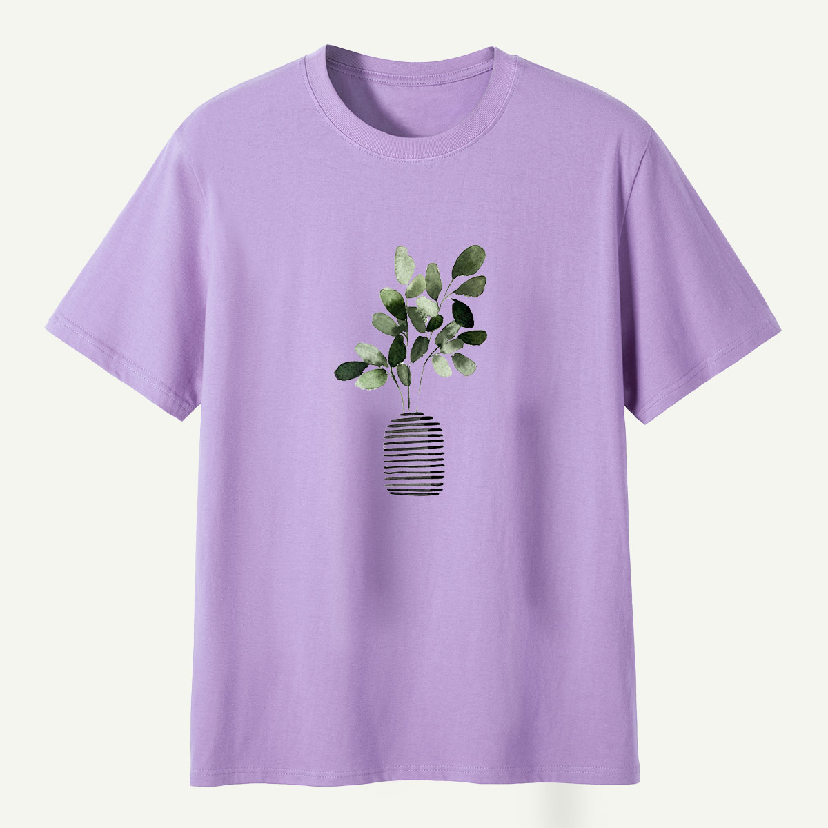 Botanical Leaves In Striped Vase T-Shirt