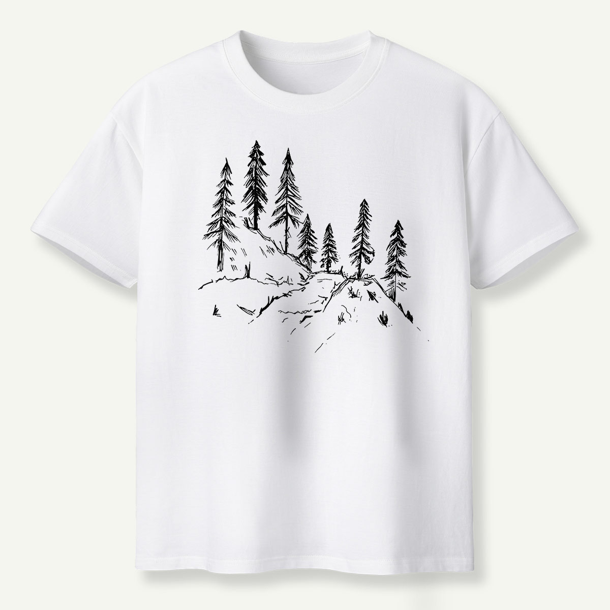 Pine Forest Ridge Line Art T-Shirt