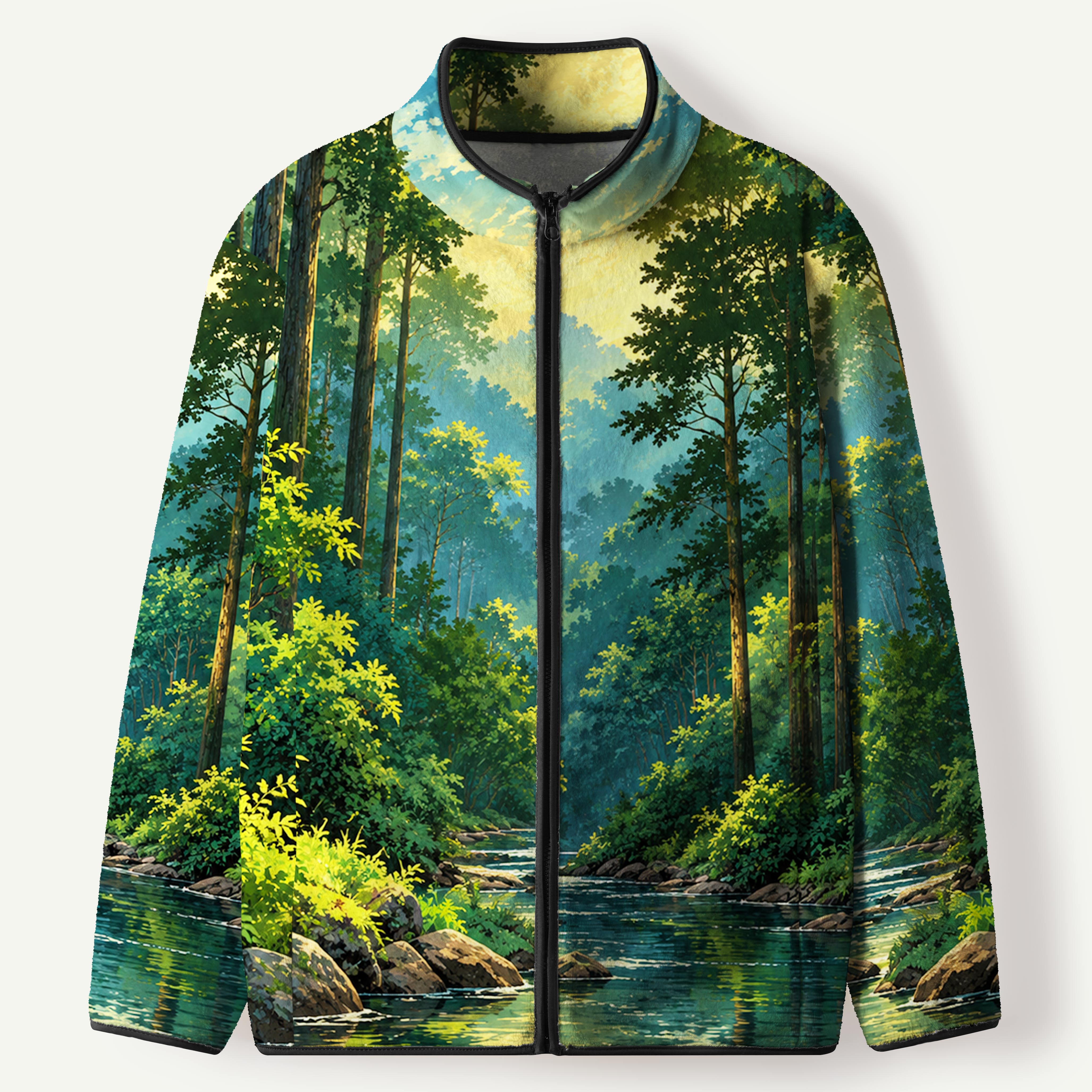 Twilight Forest River Escape Men's Flannel Zip Front Cardigan