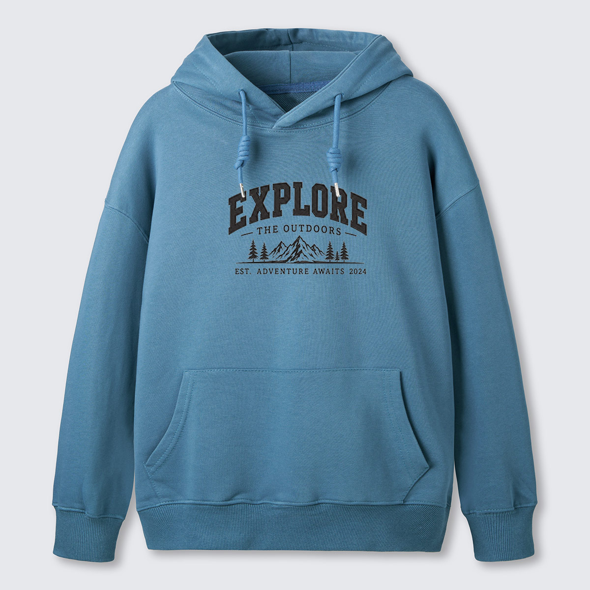 Explore More Mountains Embroidered Cotton Hoodie