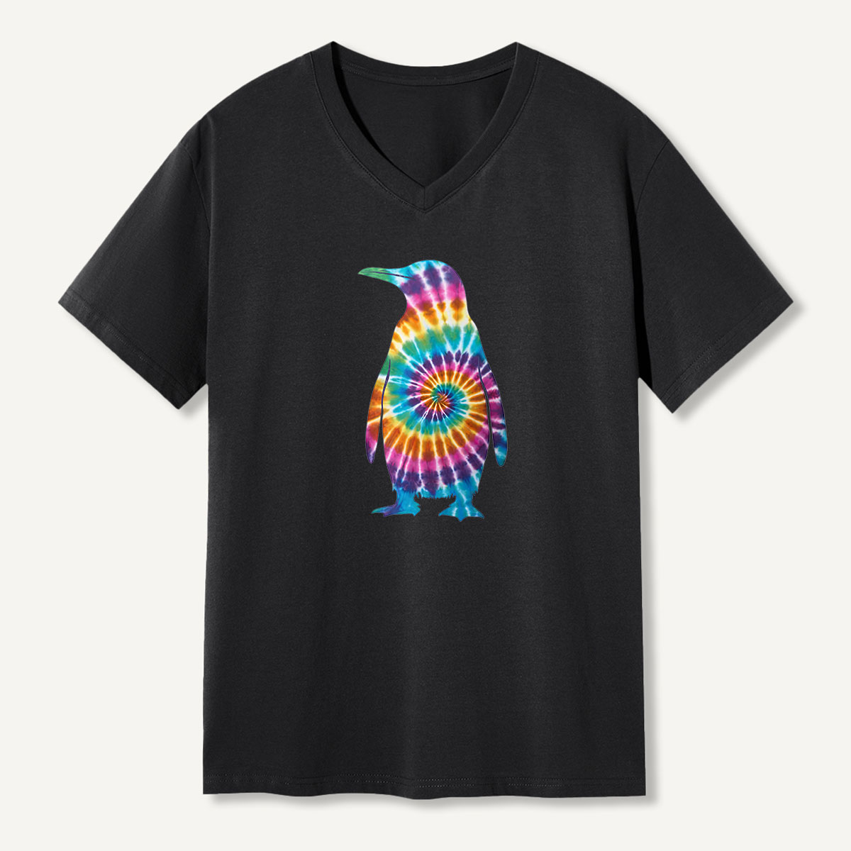 Tie Dye Penguin Retro Swirl V-neck T-Shirt