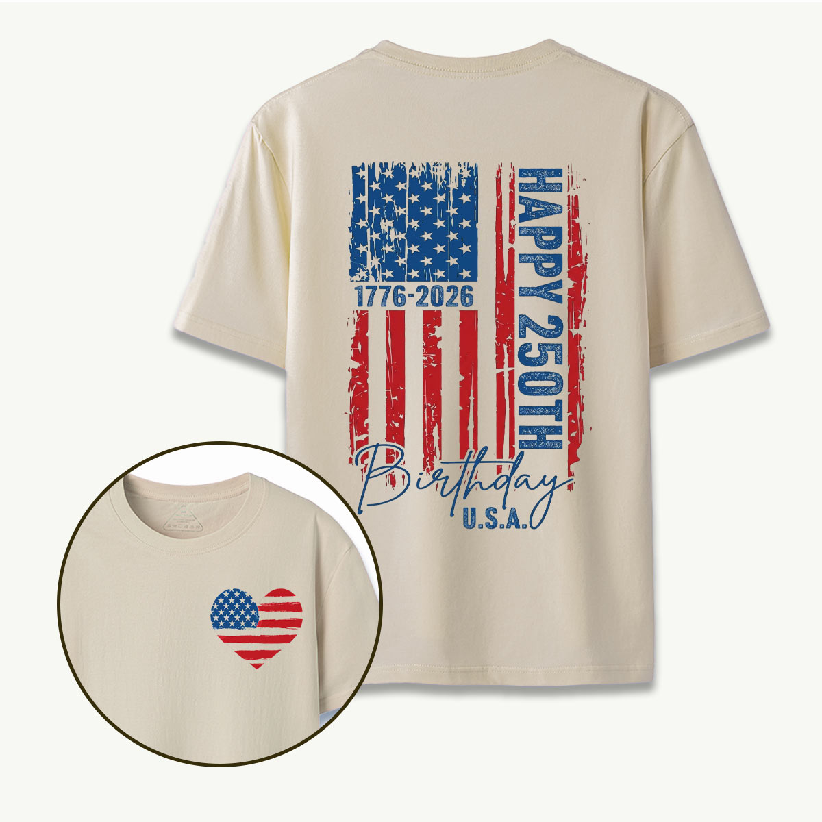 Happy 250th Birthday USA 1776‑2026 American Flag T-Shirt